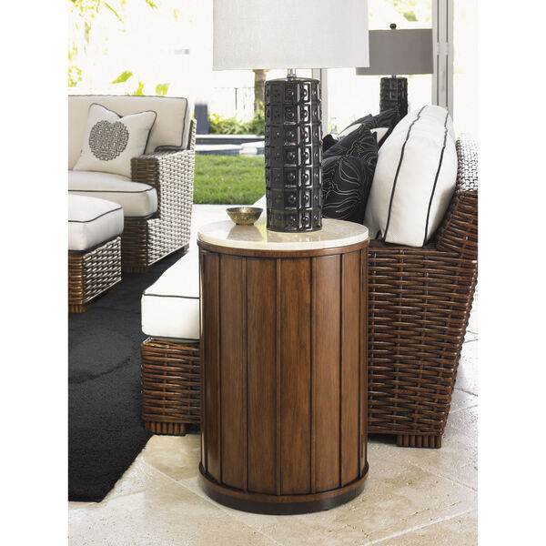 Ocean Club Brown Fiji Drum Table With Stone Top, image 2