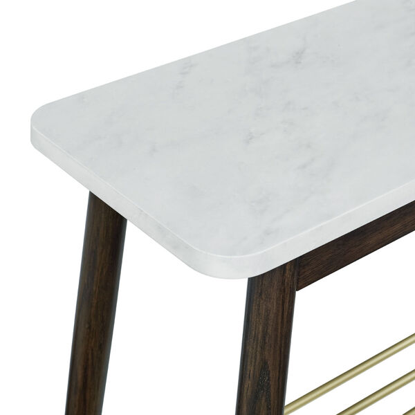 Jamie Faux White and Dark Brown Tapered Leg Side Table, image 6