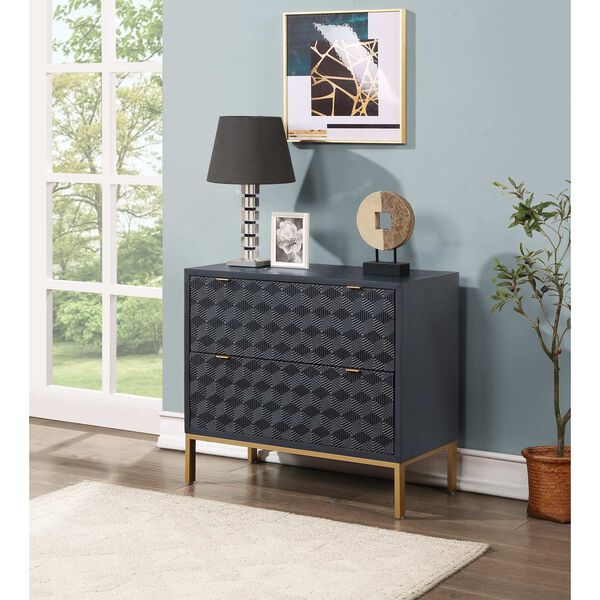 Prism Royal Blue and Gold Two Drawer Chest, image 1