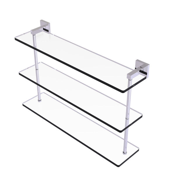 Montero Polished Chrome 22-Inch Triple Tiered Glass Shelf, image 1