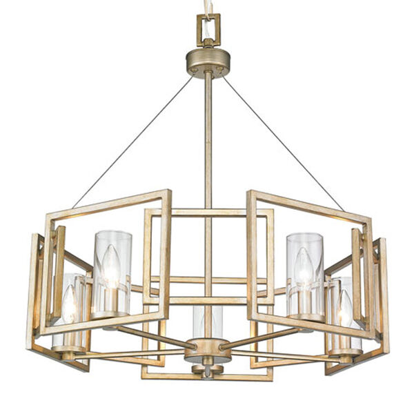 Linden White Gold Five-Light Chandelier with Clear Glass Shade, image 9