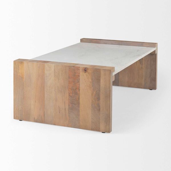 Athens Light Brown and White Marble Coffee Table, image 4
