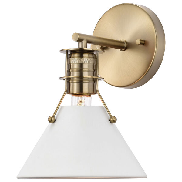 Outpost Matte White and Burnished Brass One-Light Wall Sconce, image 2