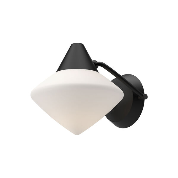 Nora Matte Black One-Light Wall Sconce with Opal Glass, image 1