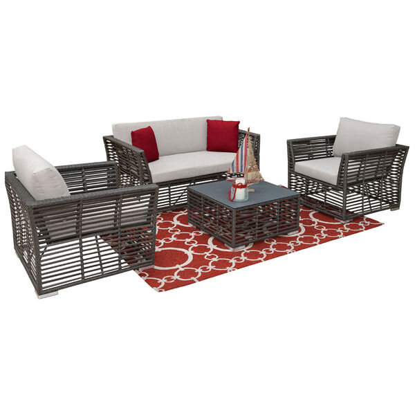 Intech Grey Outdoor Living Sets with Standard cushion, 4 Piece, image 1