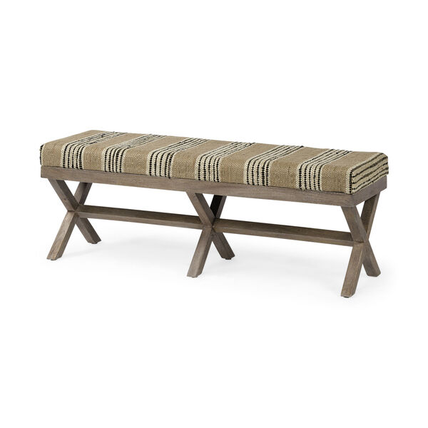 Solis Brown and Beige Upholstered Bench, image 1