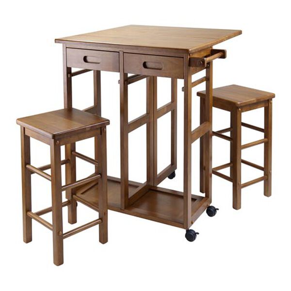 Teak Space Saver with Two Stools, image 2