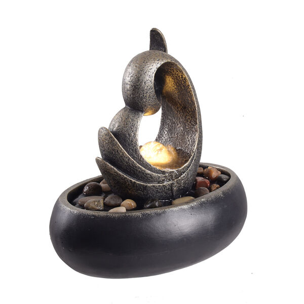 Charcoal and Bronze Table Top Fountain with LED Light, image 1