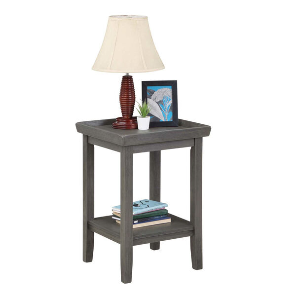Ledgewood Wirebrush Dark Gray End Table with Shelf, image 3