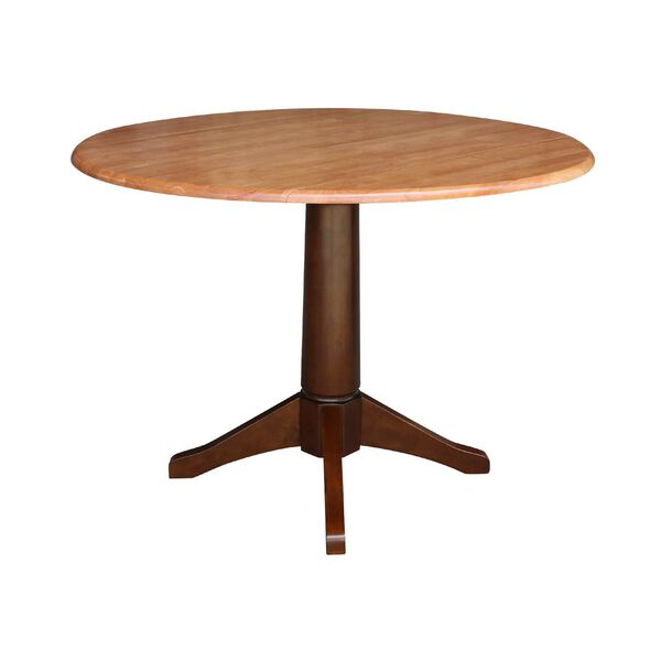 Cinnamon and Espresso 30-Inch High Round Dual Drop Leaf Pedestal Table, image 1
