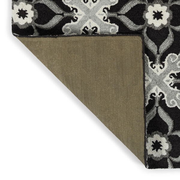 Peranakan Tile Black and Silver Indoor/Outdoor Rug, image 4