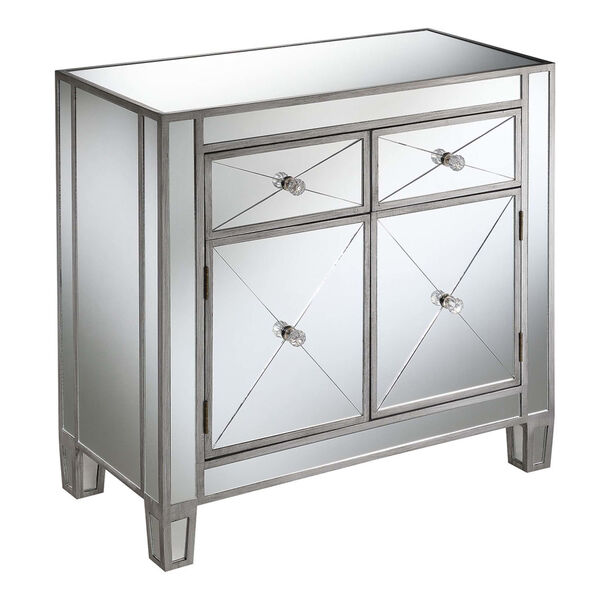 Gold Coast Antique Silver Mirrored Cabinet with Two Drawer, image 3