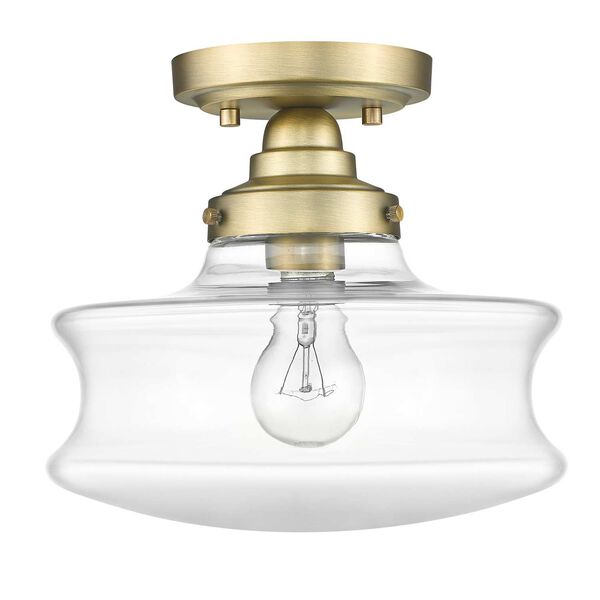 Keal Antique Brass One-Light Convertible Semi-Flush Mount with Clear Glass, image 1