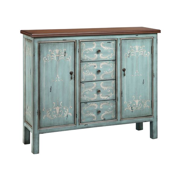 Tabitha Hand-Painted Blue and Silver Cabinet, image 1