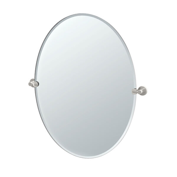 Channel Satin Nickel Large Tilting Oval Mirror, image 1