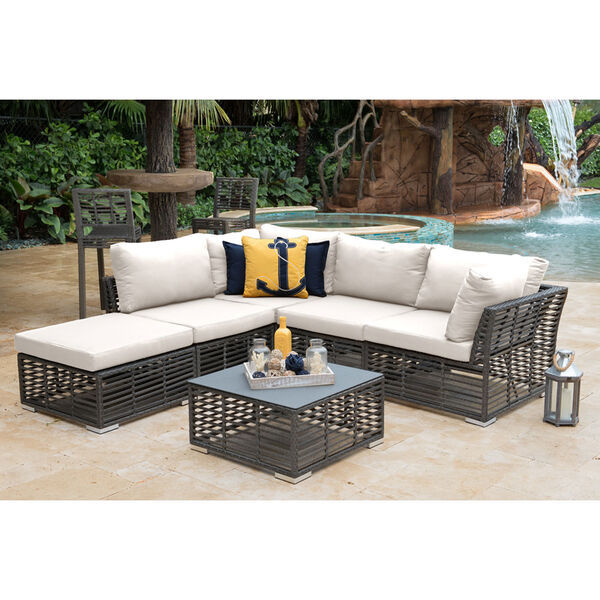 Intech Grey Outdoor Sectional Standard cushion, 6 Piece, image 2