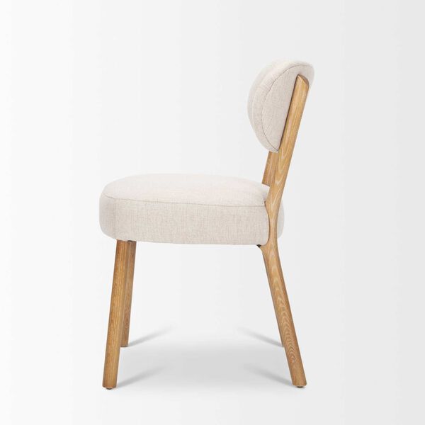 Owen Medium Brown Wood and Beige Fabric Dining Chair, image 3