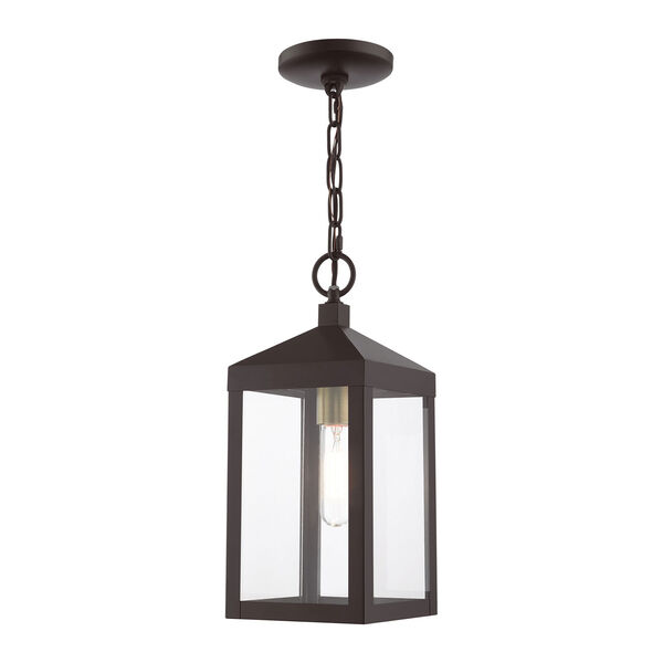 Nyack Bronze and Antique Brass Cluster One-Light Outdoor Pendant Lantern, image 1