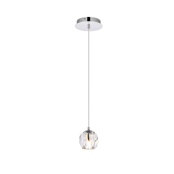 Eren Chrome One-Light Mini-Pendant with Royal Cut Clear Crystal, image 1