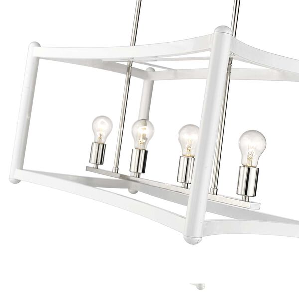 Coyle White with Polished Nickel Cluster Eight-Light Pendant, image 6