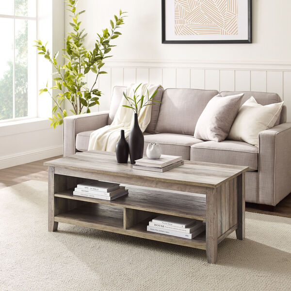Groove Gray Wash Grooved Panel Coffee Table with Lower Shelf, image 3