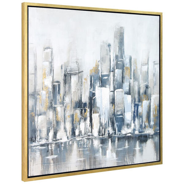Winter Cityscape Textured Glitter Framed Hand Painted Wall Art, image 3