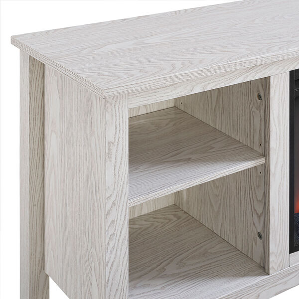 58-inch White Wood Fireplace TV Stand, image 2