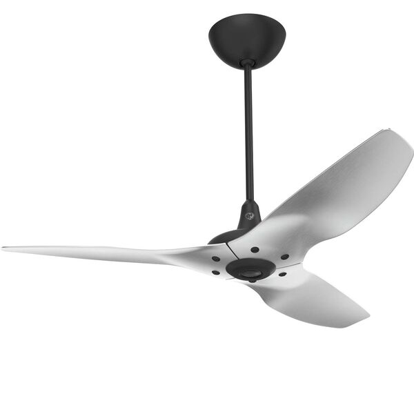 Haiku Black 52-Inch Universal Mount Outdoor Ceiling Fan with Brushed Aluminum Airfoils and 12-Inch Downrod, image 1