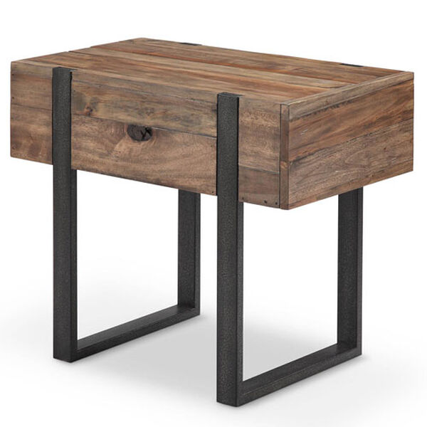 Fulton Industrial Farmhouse Reclaimed Wood Chairside End Table in Rustic Honey, image 1