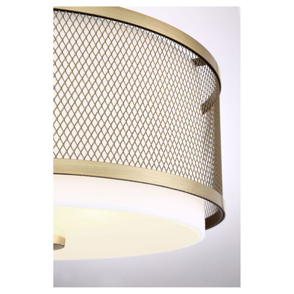 Selby Natural Brass Three-Light Flush Mount Drum  with White Fabric Shade, image 5