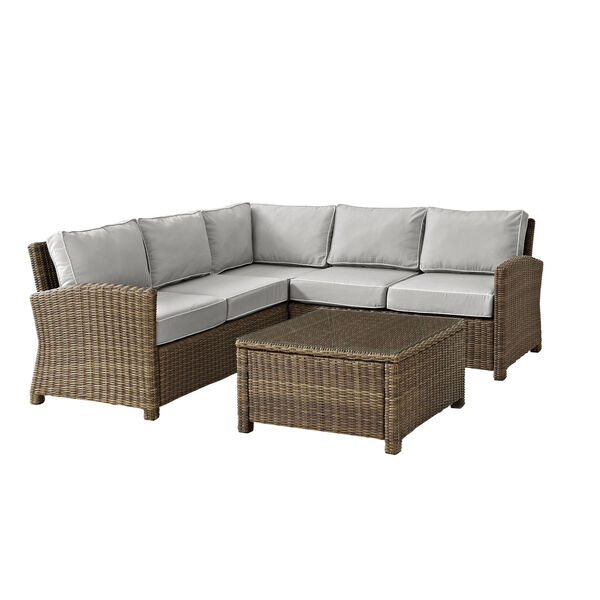 Bradenton Weathered Brown and Gray Outdoor Wicker Sectional Set, 4-Piece, image 2