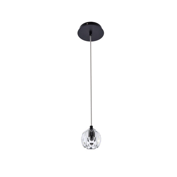 Eren Black One-Light Mini-Pendant with Royal Cut Clear Crystal, image 6