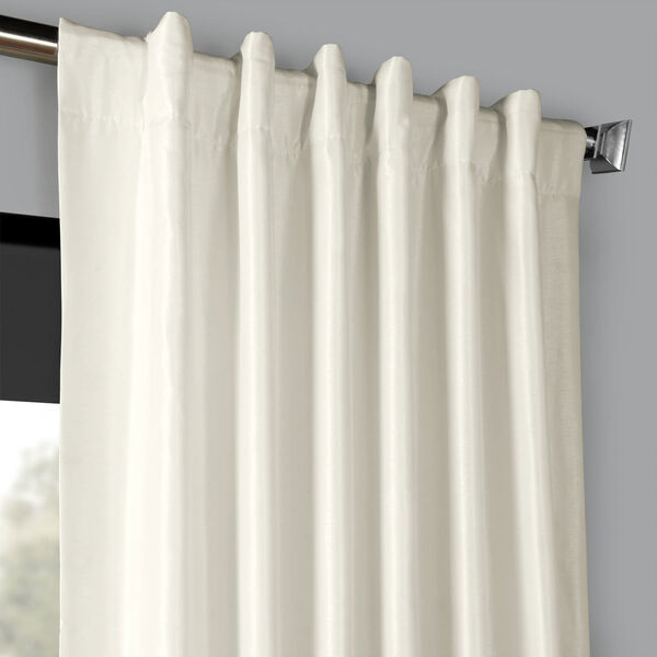 Off White Blackout Vintage Textured Faux Dupioni Silk Single Curtain Panel 50 x 108, image 4