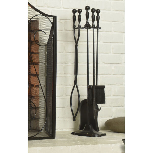 Black and Grey Fireplace Toolset, 5 Piece, image 3