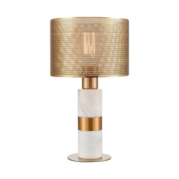 Sureshot Aged Brass and White One-Light Table Lamp, image 1