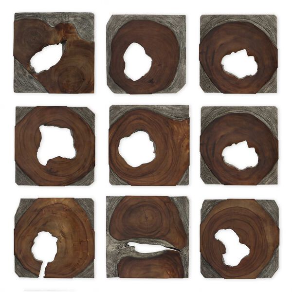 Jungle Coffee Brown and Black Wood Paneled Wall Art, Set of 9, image 2