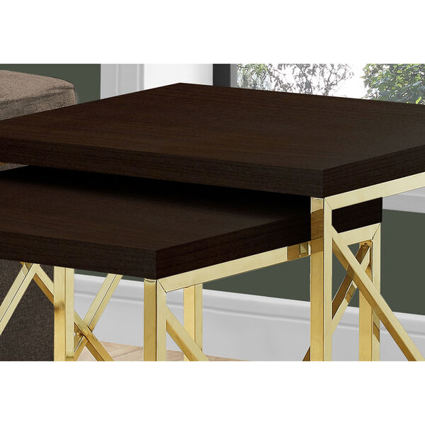 Cappuccino and Gold 20-Inch Nesting Table, 2 Pieces, image 3