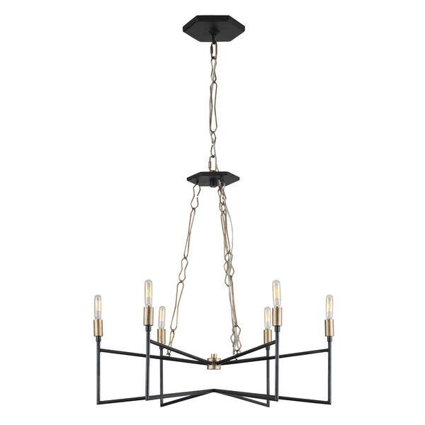Bodie Havana Gold and Carbon Six-Light Chandelier, image 1