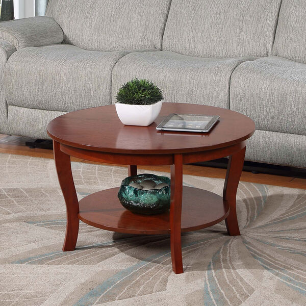 American Heritage Mahogany Round Coffee Table with Shelf, image 2