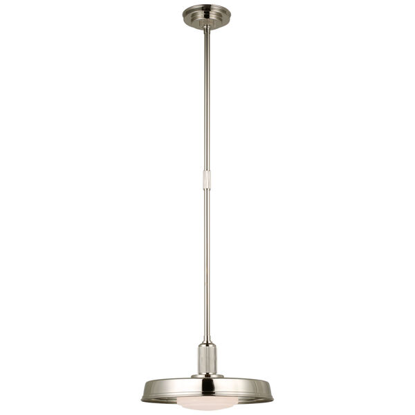 Ruhlmann 14-Inch Factory Pendant in Polished Nickel with White Glass by Chapman  and  Myers, image 1