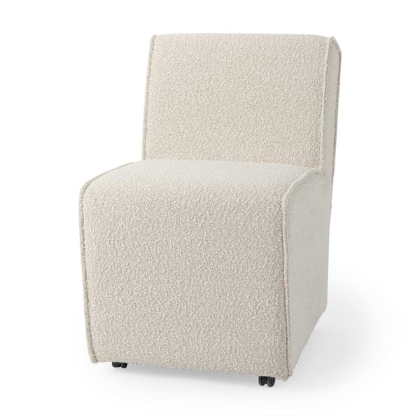 Damon Cream Fully Upholstered Dining Chair on Casters, image 1