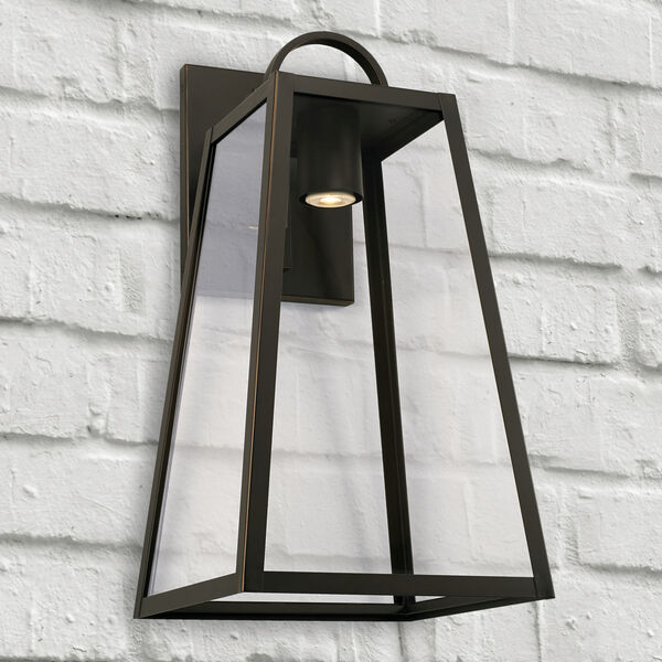 Leighton Oiled Bronze 12-Inch One-Light Minimal Light Pollution Outdoor Wall Lantern with Clear Glass, image 3