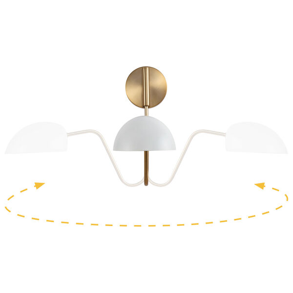 Trilby Matte White and Burnished Brass One-Light Wall Sconce, image 3