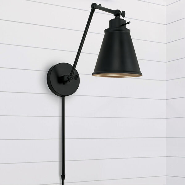 Matte Black One-Light Plug-In Sconce, image 6