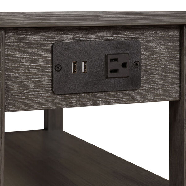 Gray American Heritage One Drawer Chairside End Table with Charging Station and Shelves, image 5