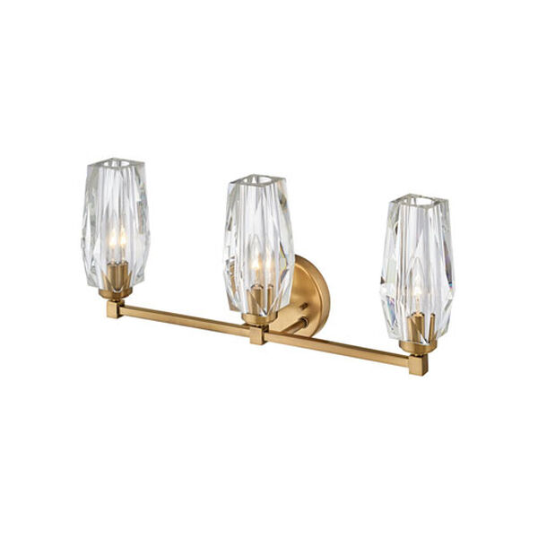Ana Heritage Brass Three-Light Bath Vanity With Faceted Clear Crystal Glass, image 5
