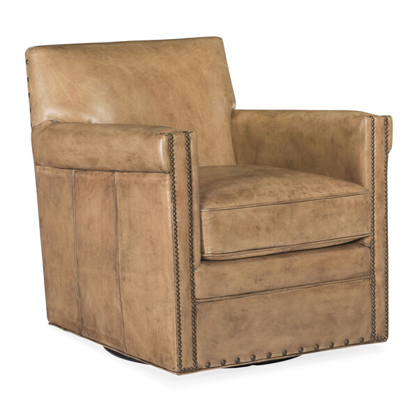 Potter Brown and Beige Swivel Club Chair, image 1