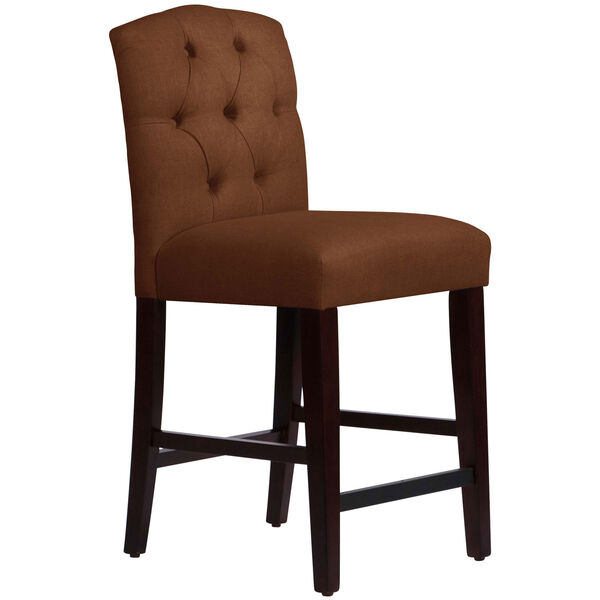 Linen Chocolate 41-Inch Tufted Arched Counter Stool, image 1