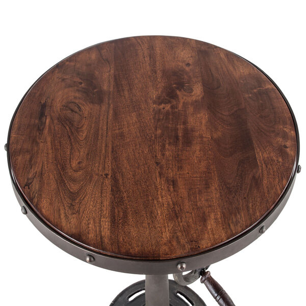 Artezia Dark Walnut And Antique Zinc Round Adjustable Side Table, image 2