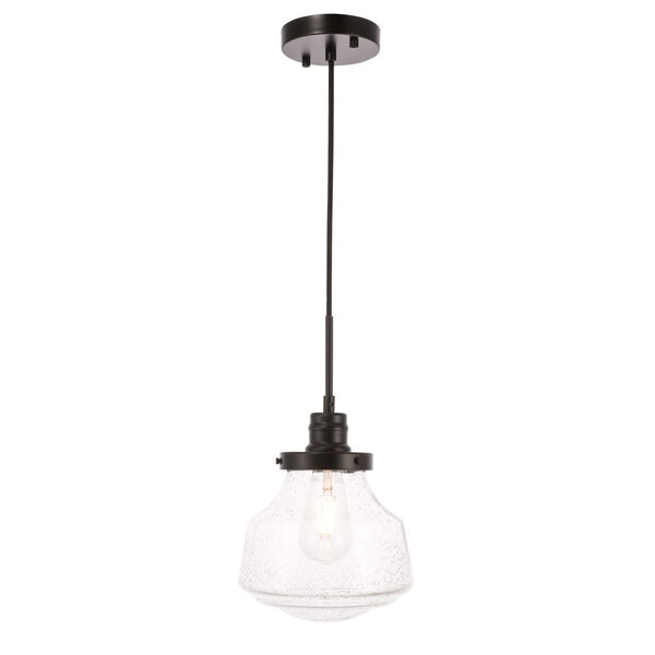 Lyle Black Eight-Inch One-Light Mini Pendant with Clear Seeded Glass, image 4